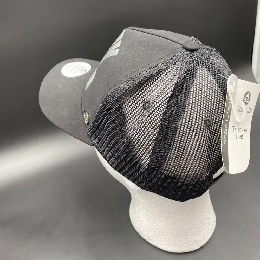 NEW Apana Yoga Play Hard Cap Hat Snapback Trucker‎ NWT Black Fitness